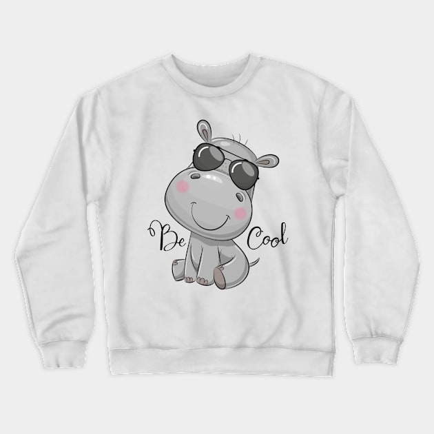 Cute grey hippo with glasses Crewneck Sweatshirt by Reginast777